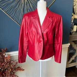 Alfani All Leather Blazer/Jacket - Red - Size Large