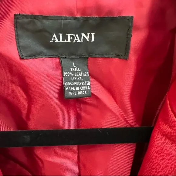 Alfani All Leather Blazer/Jacket - Red - Size Large