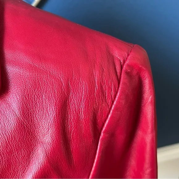 Alfani All Leather Blazer/Jacket - Red - Size Large