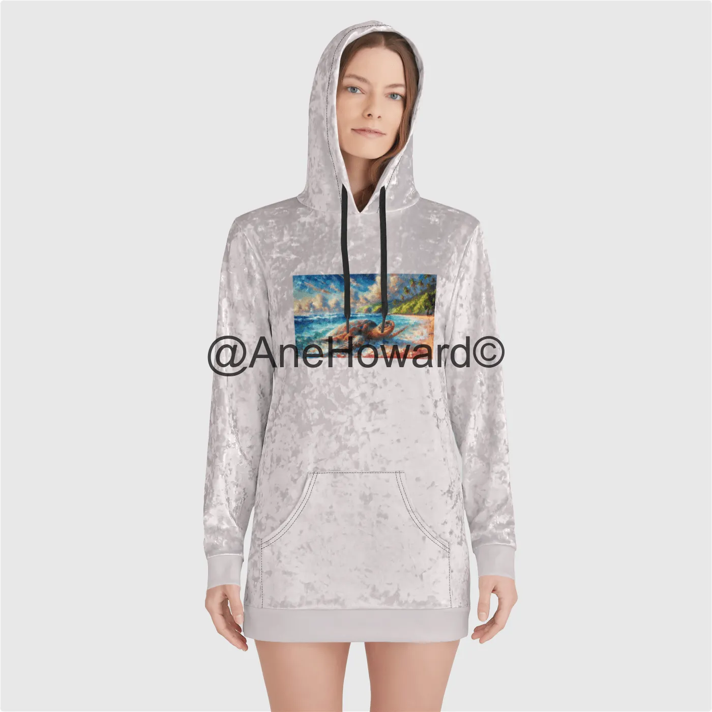 Aloha Sea Turtle velvet hoodie dres Womens Velvet Hoodie Dress