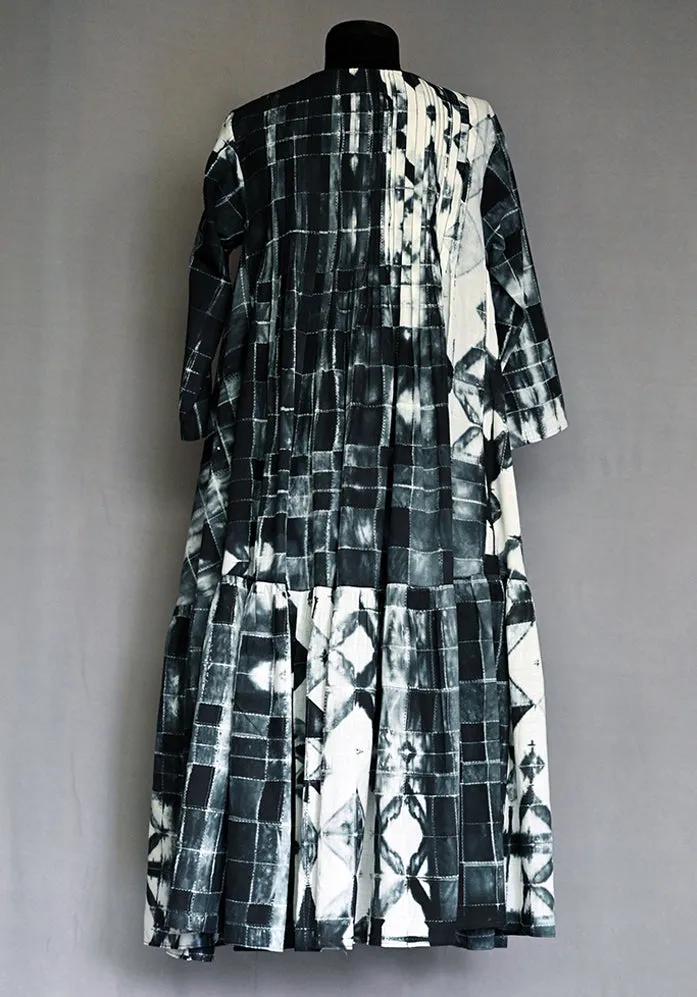 Amrich  Dress Tiered Handwoven Handcrafted Shibori Pleated