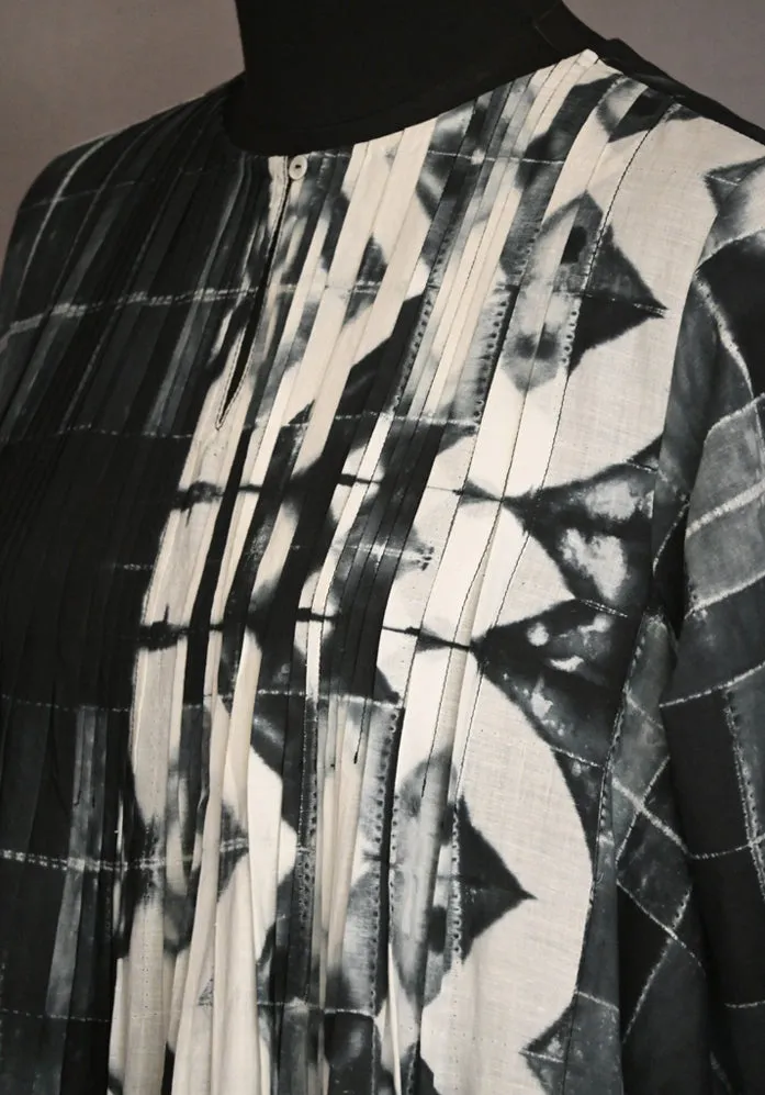 Amrich  Dress Tiered Handwoven Handcrafted Shibori Pleated