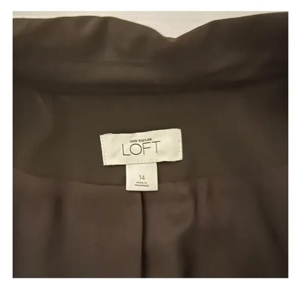 Ann Taylor Loft 2 button Suit Jacket/Blazer Women's Size 14 in Brown