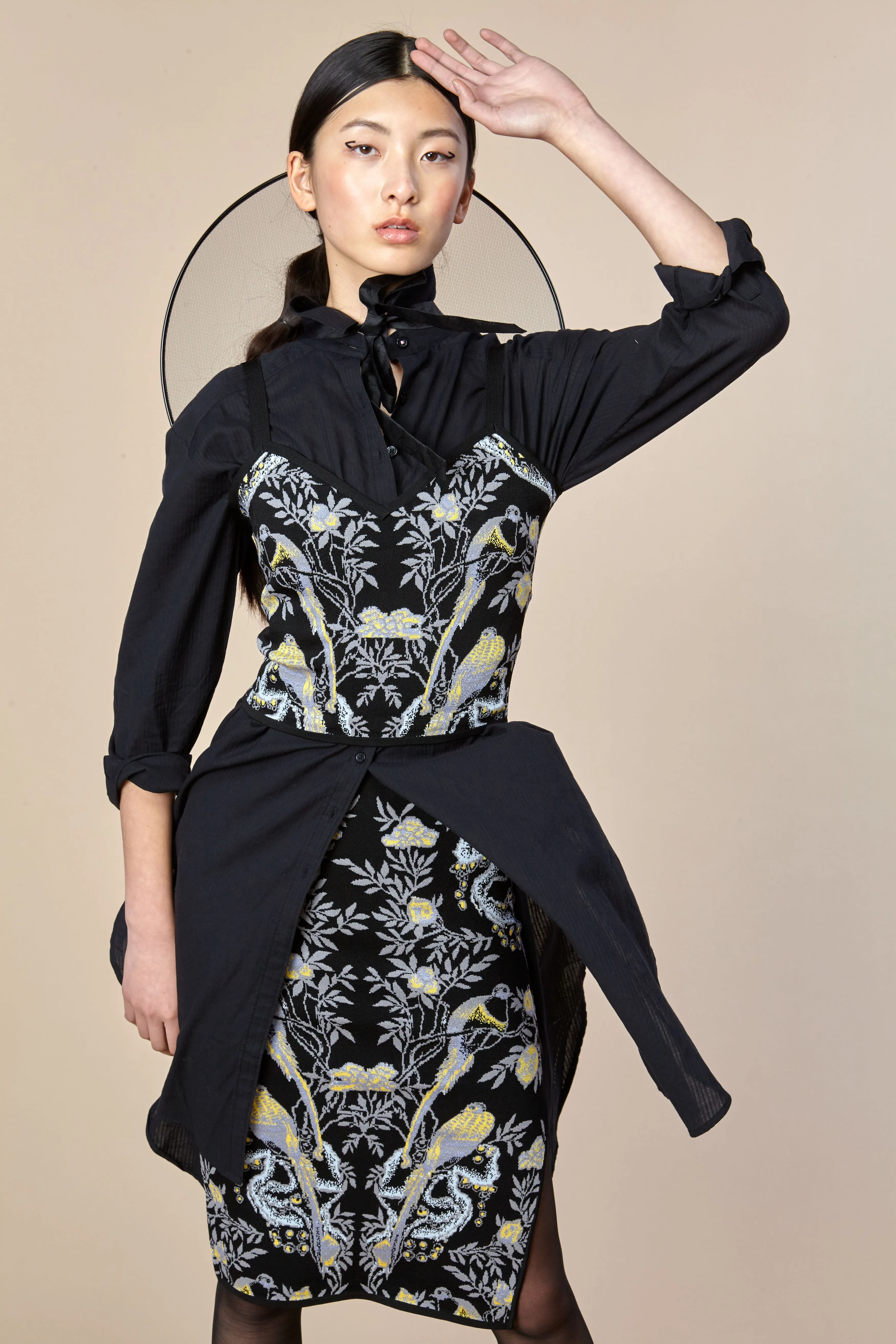 Anna Bird Jacquard Skirt in Black