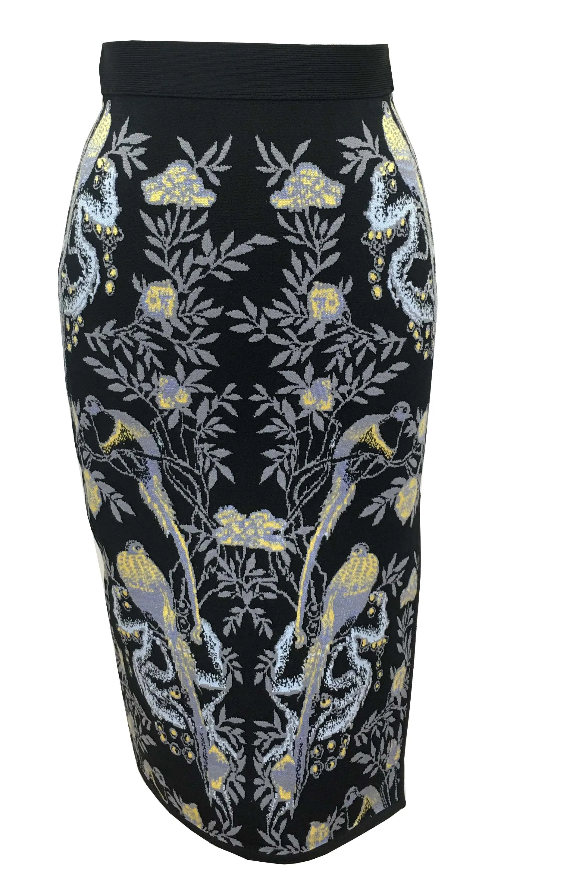 Anna Bird Jacquard Skirt in Black