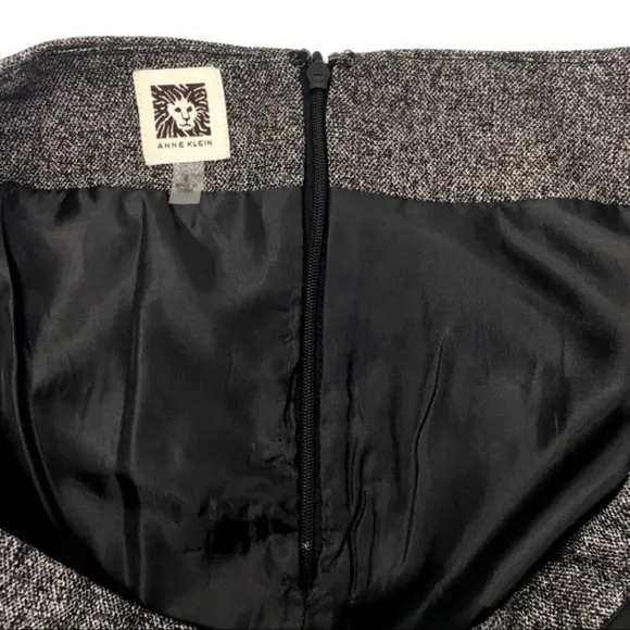 Anne Klein 6 Black Ivory Woven Skirt Lined Zippered Straight Pencil NWT Womens