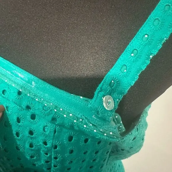 Anthropologie Maeve Cotton Eyelet Pleated Midi Women’s Green Dress size 14.