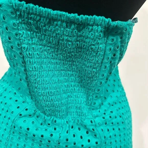 Anthropologie Maeve Cotton Eyelet Pleated Midi Women’s Green Dress size 14.