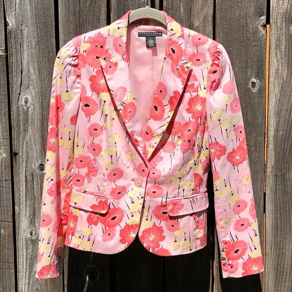 Apostrophe Stretch one button floral blazer size 4