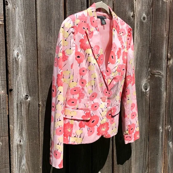 Apostrophe Stretch one button floral blazer size 4