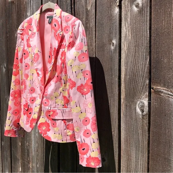 Apostrophe Stretch one button floral blazer size 4