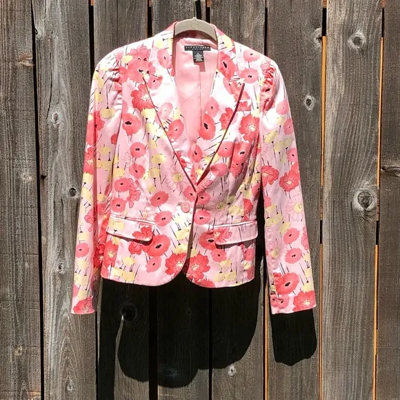 Apostrophe Stretch one button floral blazer size 4
