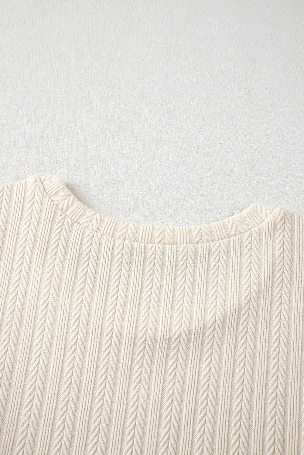 Apricot Polka Dot Mesh Puff Sleeve Textured Blouse