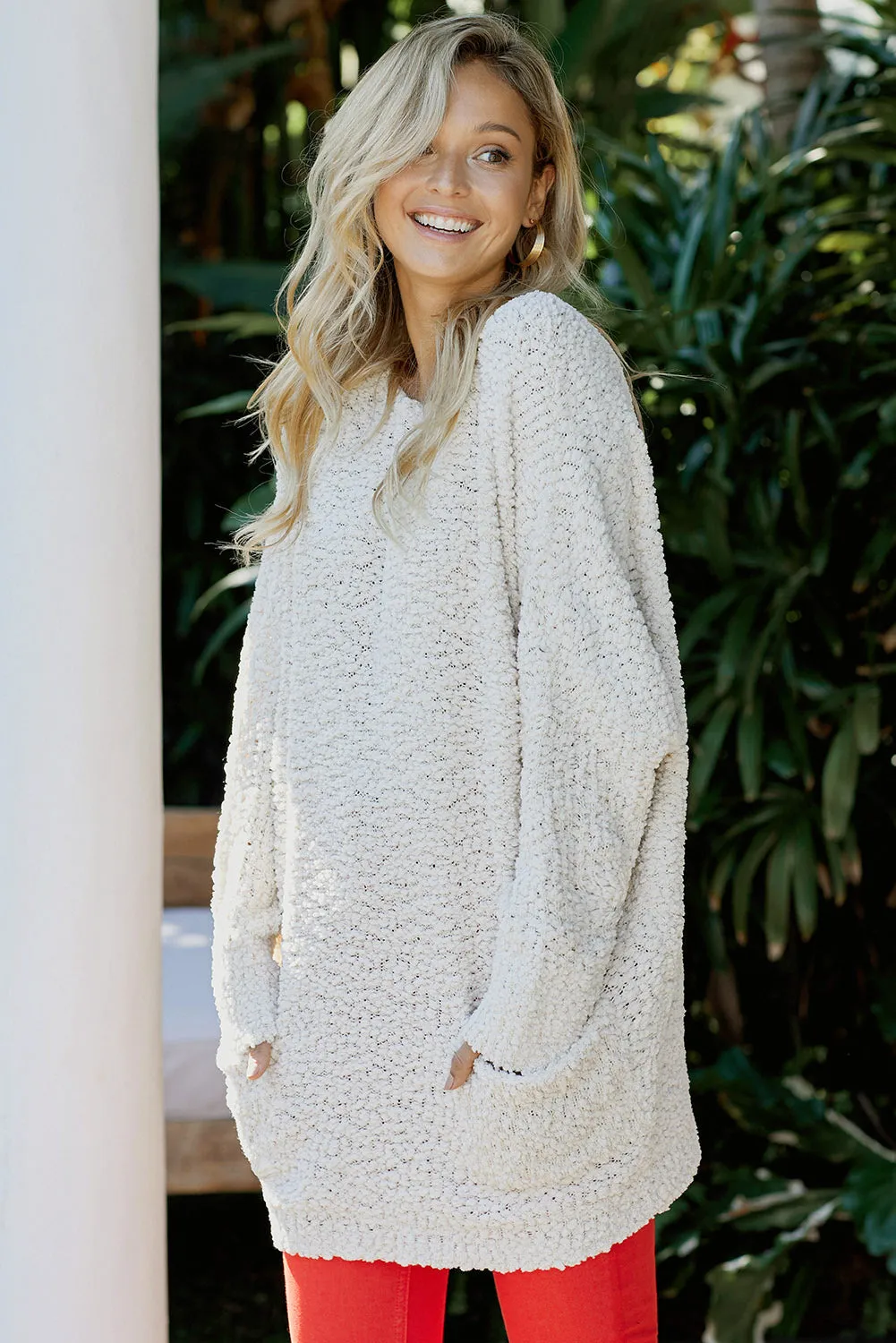 Apricot Winter Break Knit Tunic Sweater