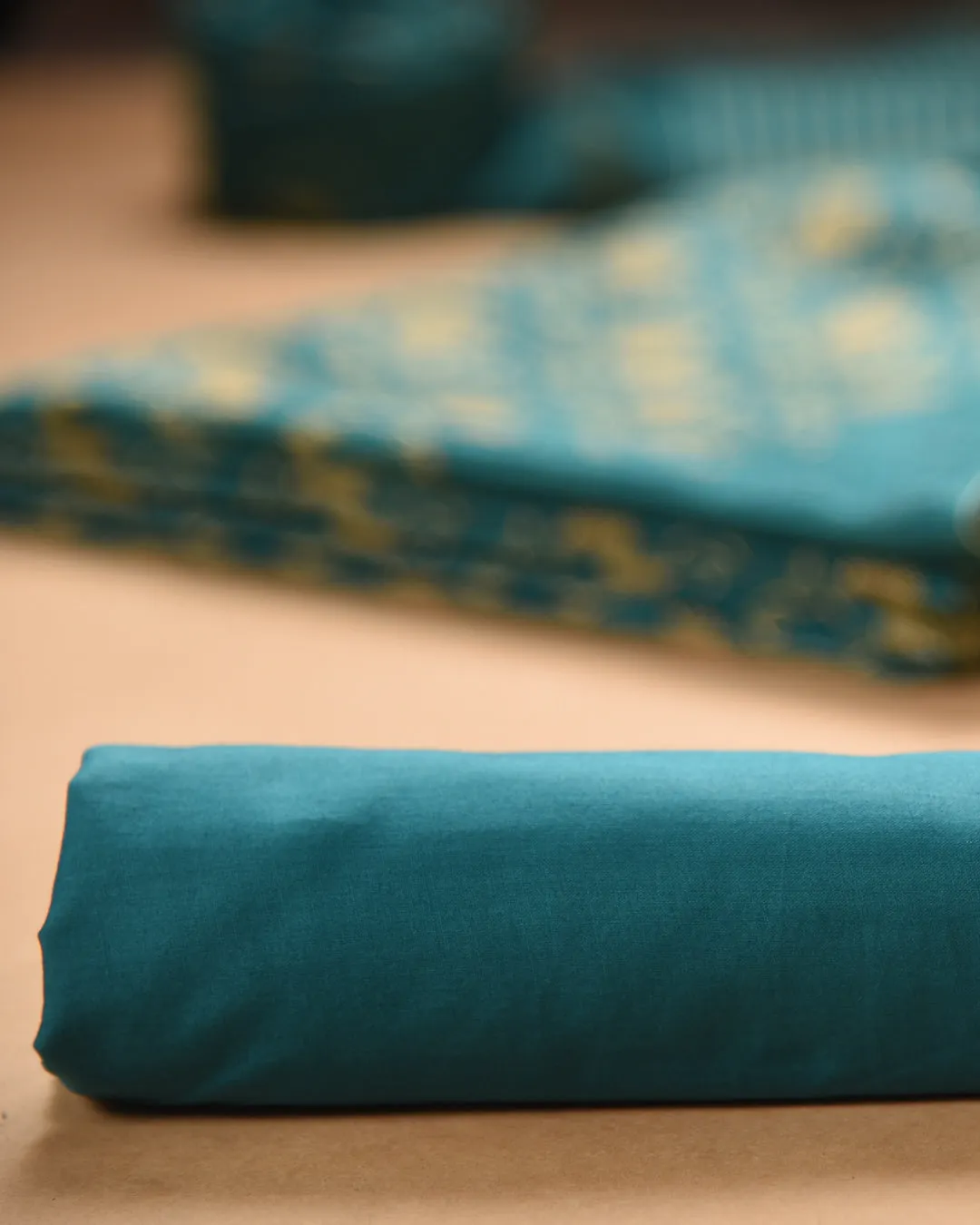 Aqua Green Chanderi Printed With Embroidery Unstitched Suit Fabric Set With Chanderi Printed Dupatta