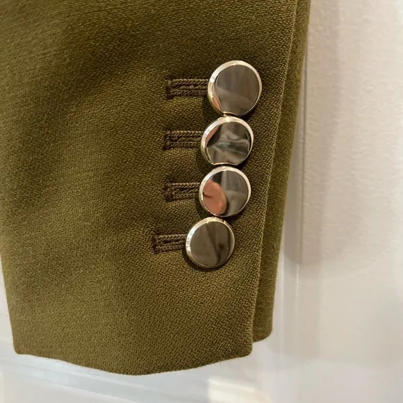 Aritzia Babaton 1-01 Hyde Double Breasted Fitted Cropped Blazer Sz 0 Olive Green