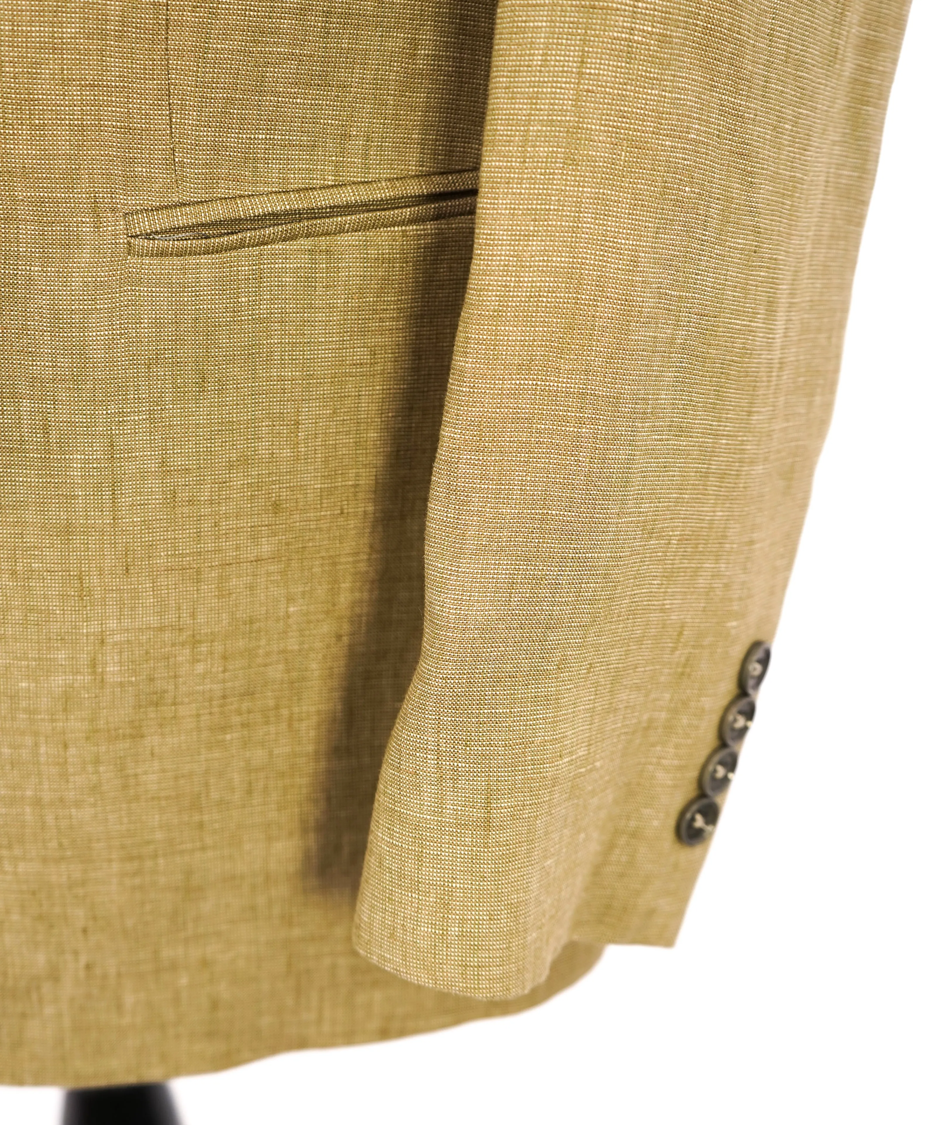 ARMANI COLLEZIONI -  "G Line" Pure Linen Khaki Gold 2-Button Suit - 38R