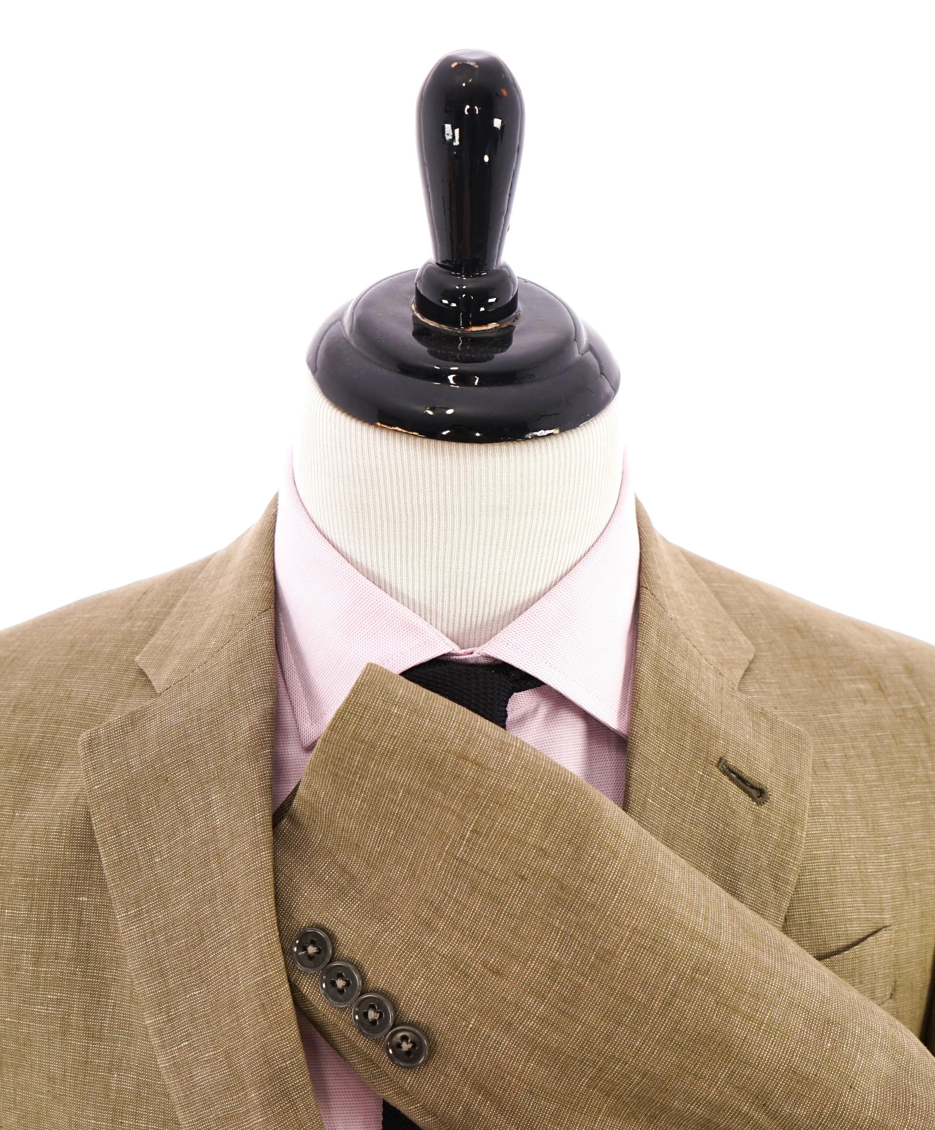 ARMANI COLLEZIONI -  "G Line" Pure Linen Khaki Gold 2-Button Suit - 38R