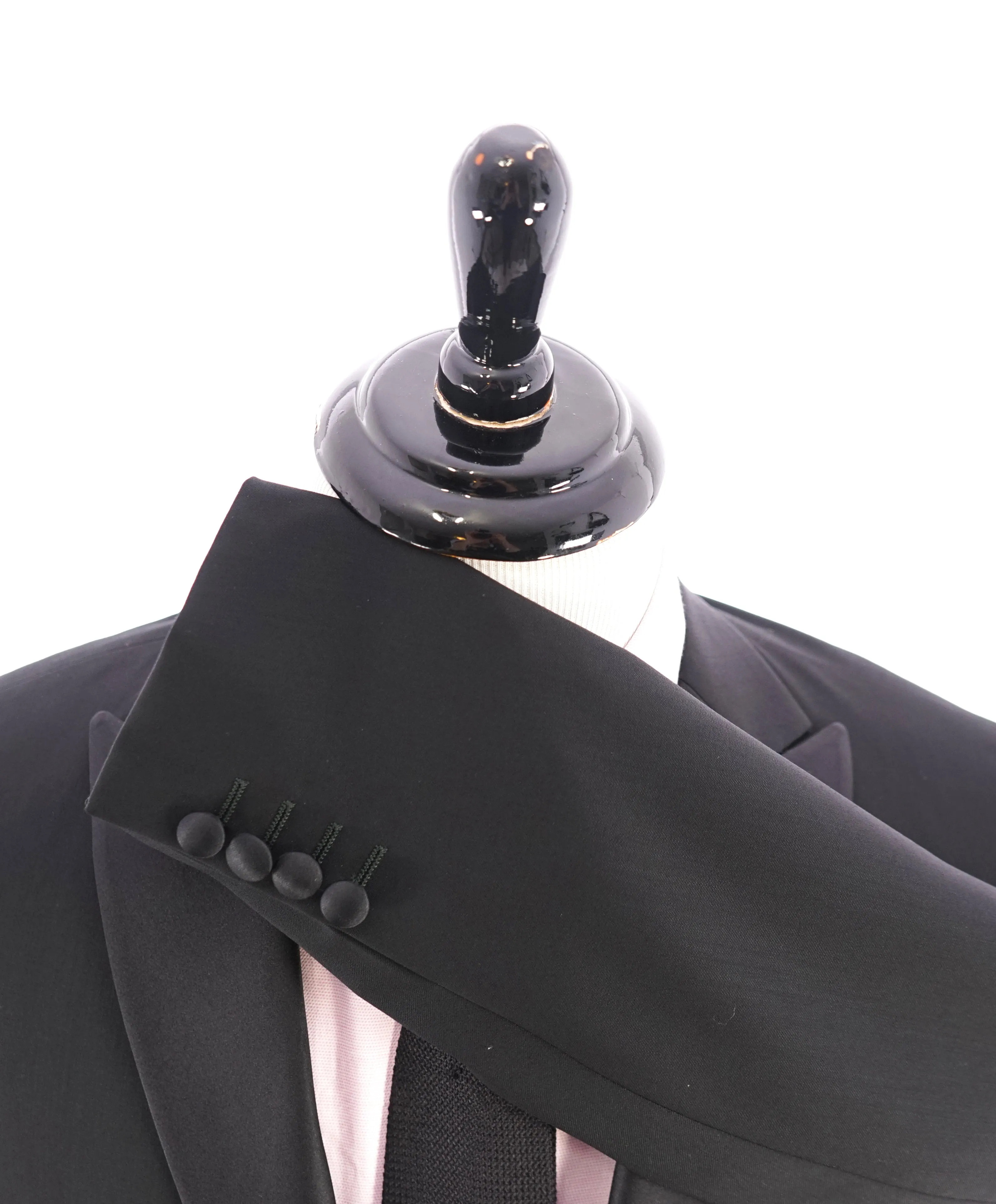 ARMANI COLLEZIONI -  "M Line" Slim Peak Lapel Black Tuxedo Suit - 40R