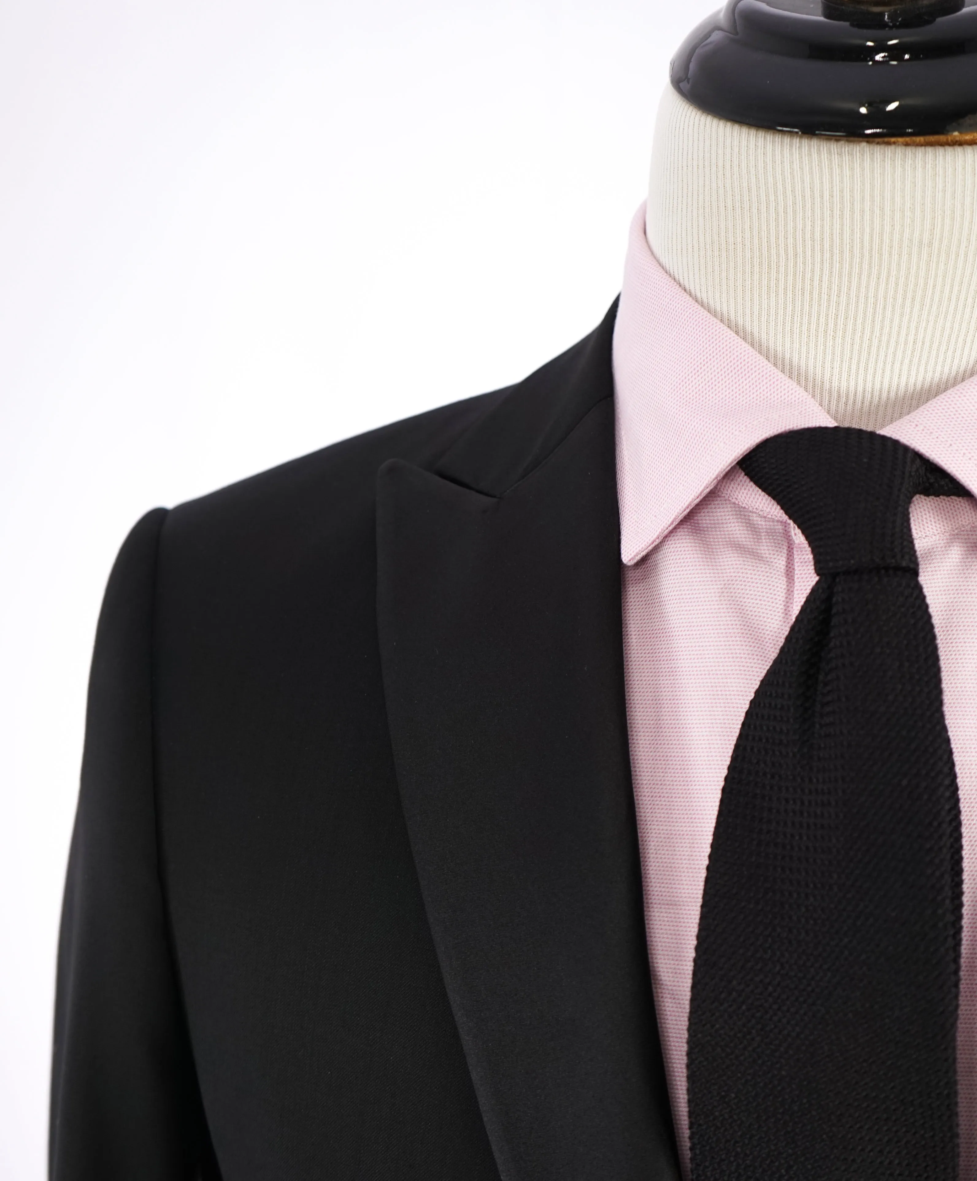 ARMANI COLLEZIONI -  "M Line" Slim Peak Lapel Black Tuxedo Suit - 40R