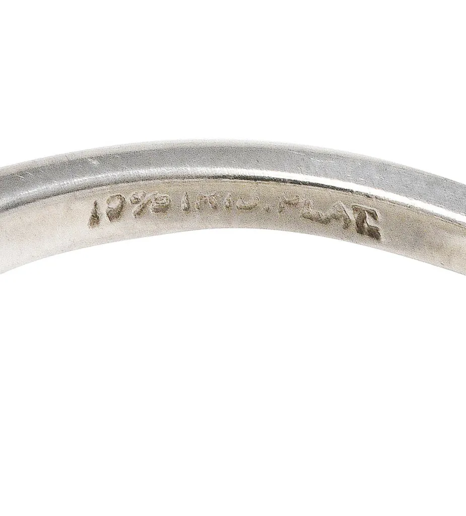 Art Deco Single Cut Diamond Platinum Angular Stacking Band Ring