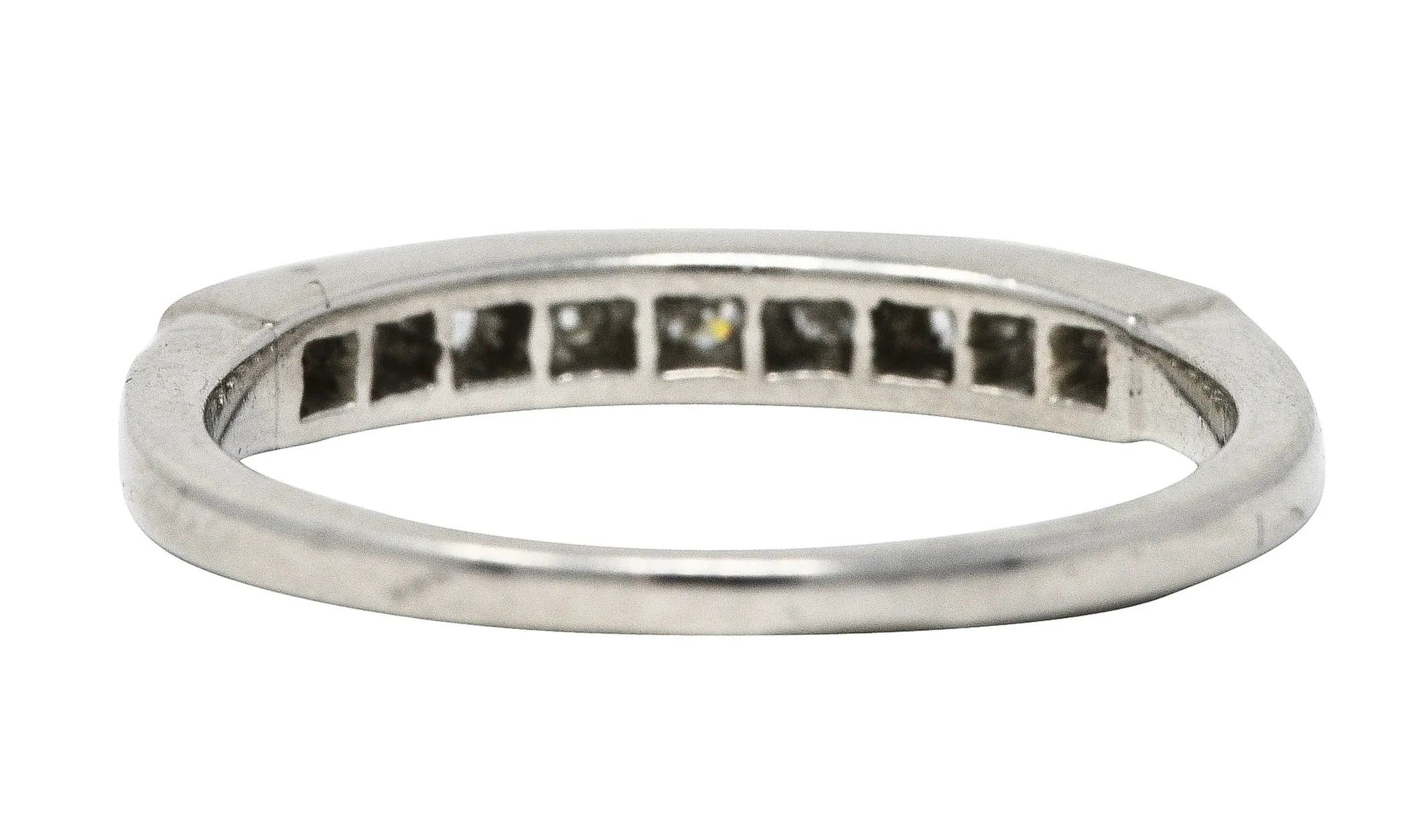 Art Deco Single Cut Diamond Platinum Angular Stacking Band Ring