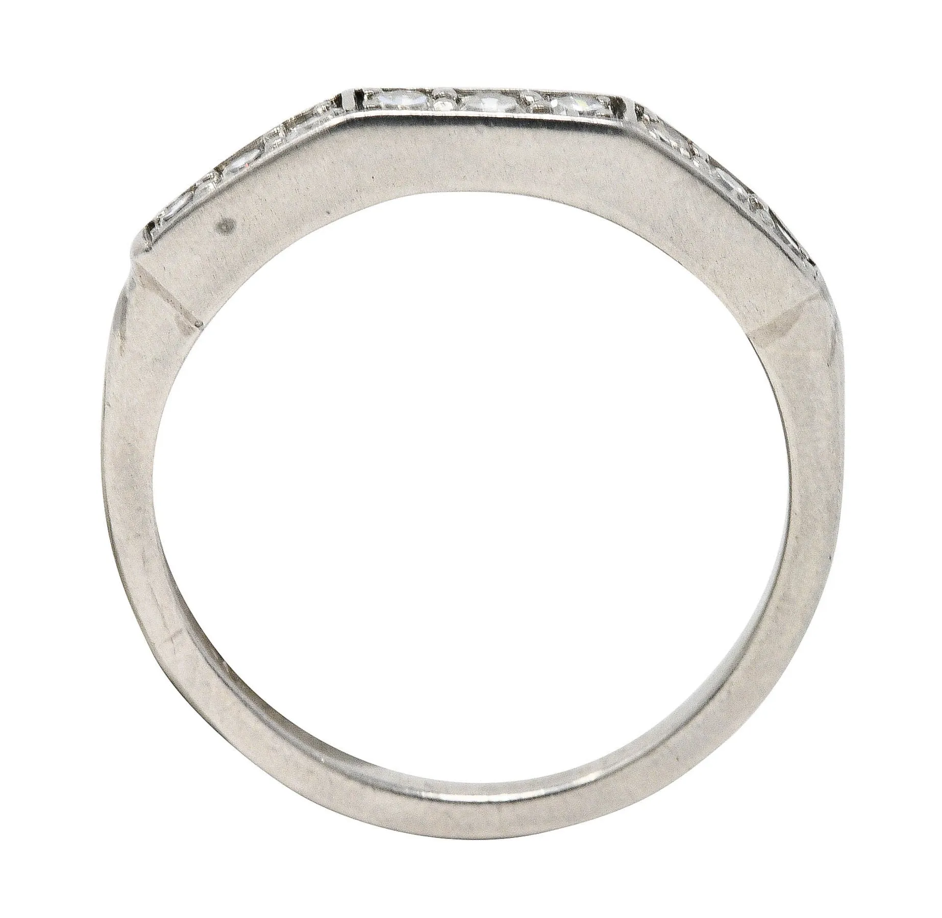Art Deco Single Cut Diamond Platinum Angular Stacking Band Ring