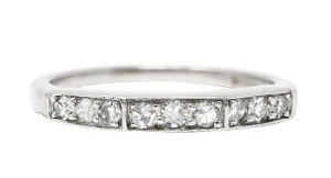 Art Deco Single Cut Diamond Platinum Angular Stacking Band Ring