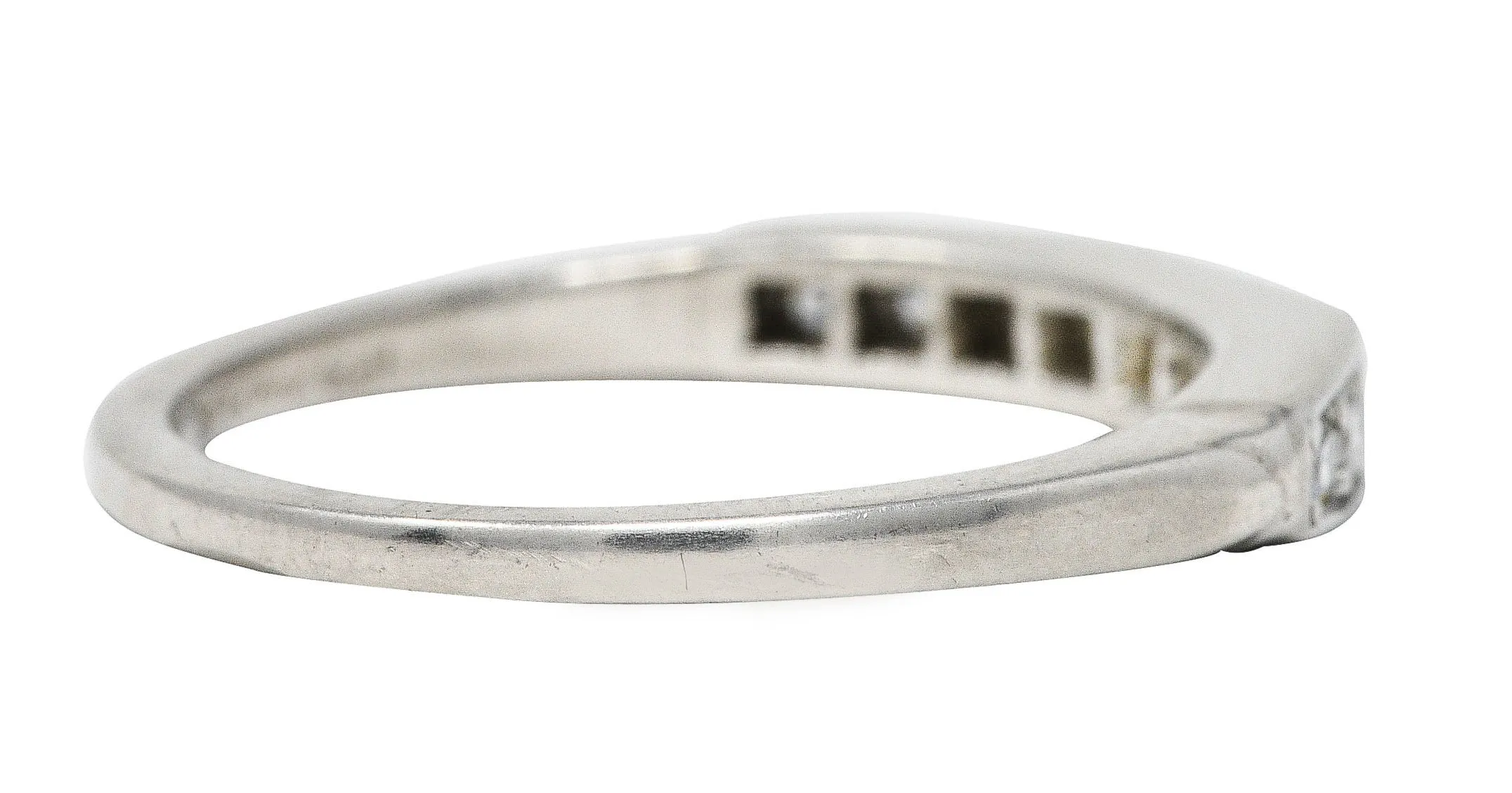 Art Deco Single Cut Diamond Platinum Angular Stacking Band Ring