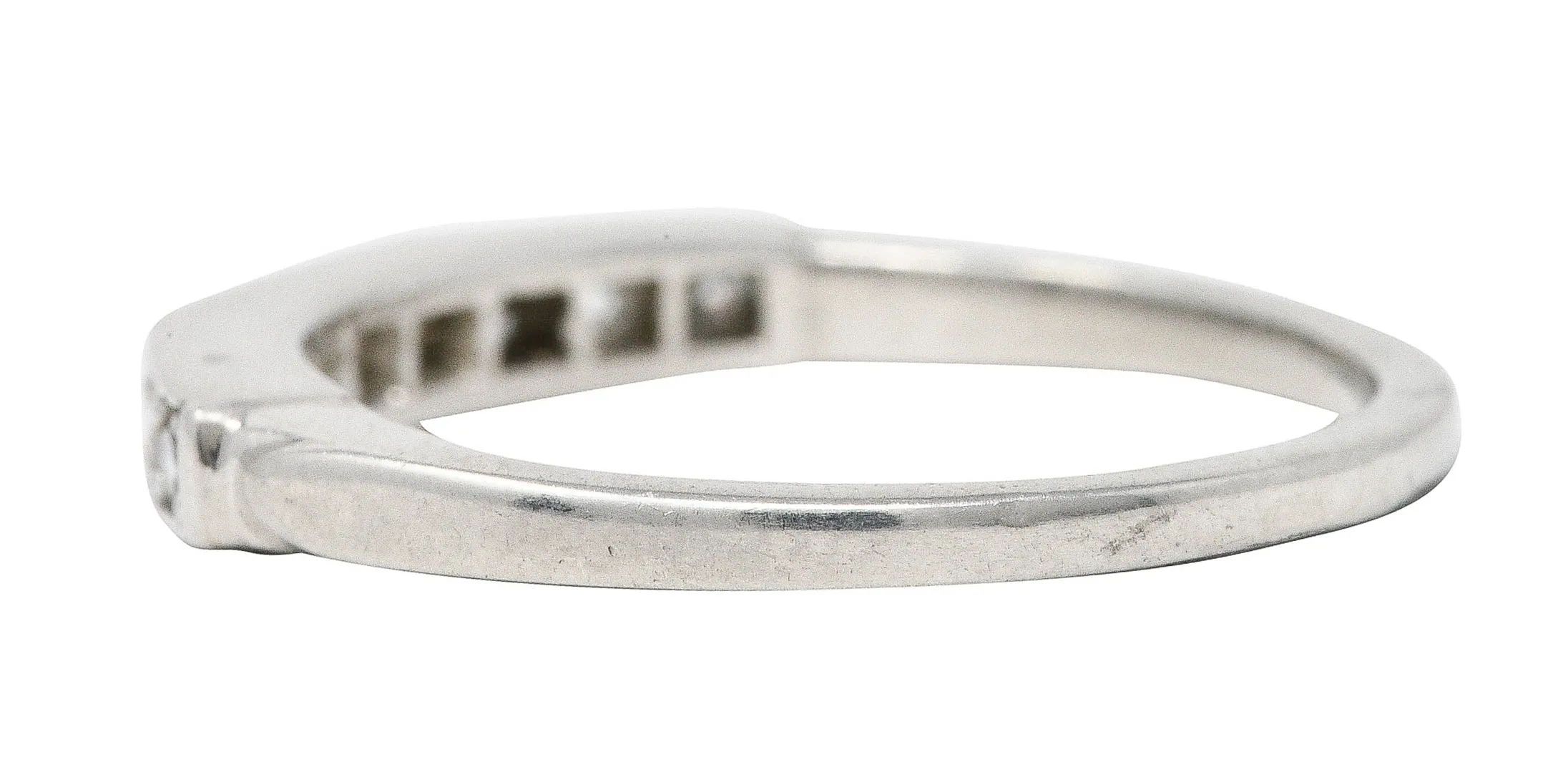 Art Deco Single Cut Diamond Platinum Angular Stacking Band Ring