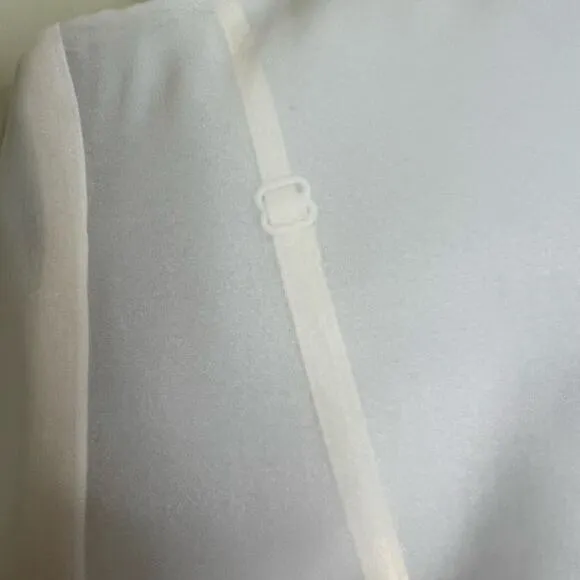 ASOS Pencil Dress 6 Cream Ruched Organza Midi Chic Feminine Mock Neck Cocktail