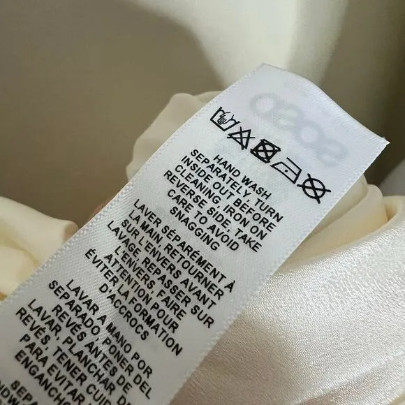 ASOS Pencil Dress 6 Cream Ruched Organza Midi Chic Feminine Mock Neck Cocktail