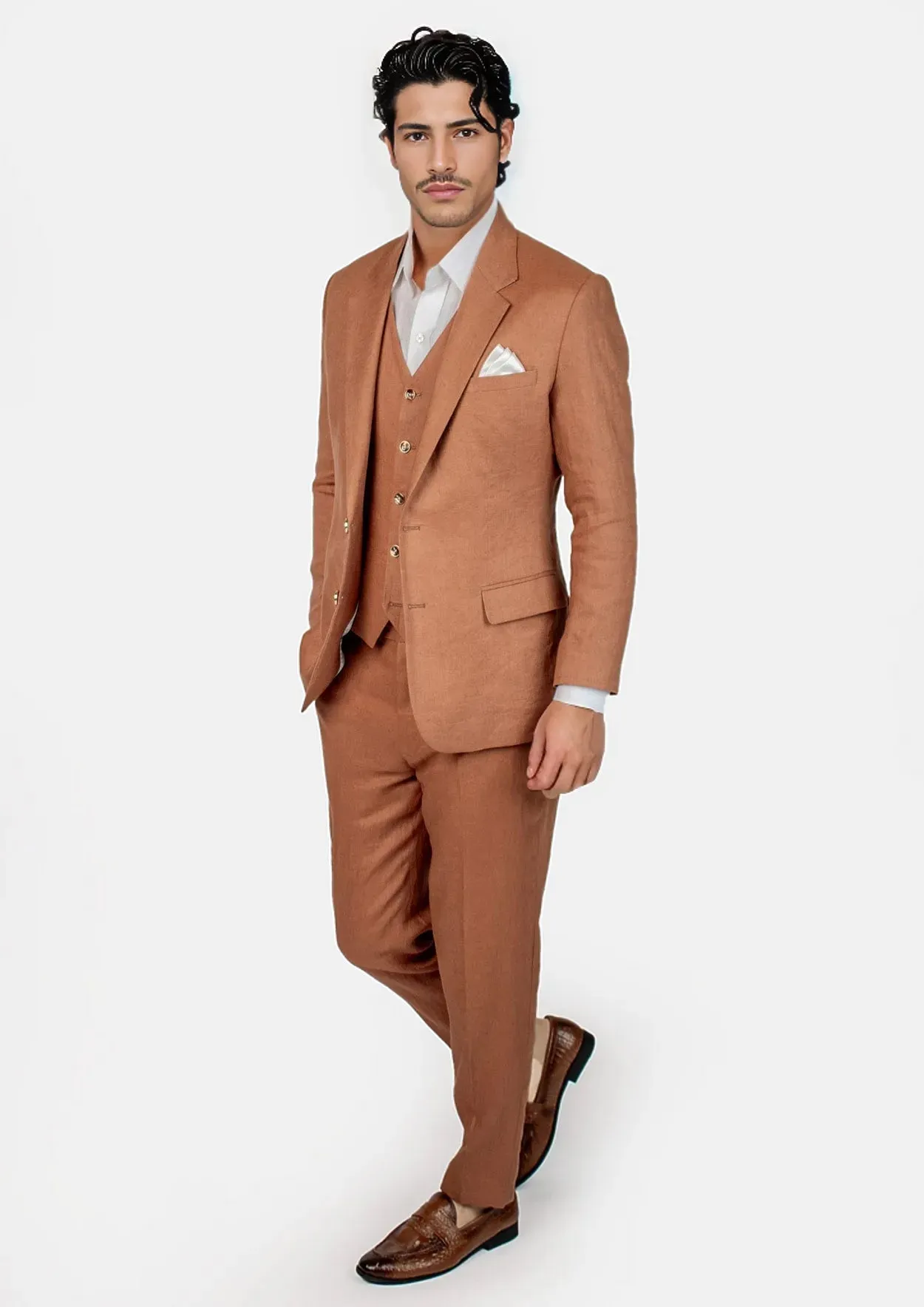 Astor Amber Brown Linen Suit