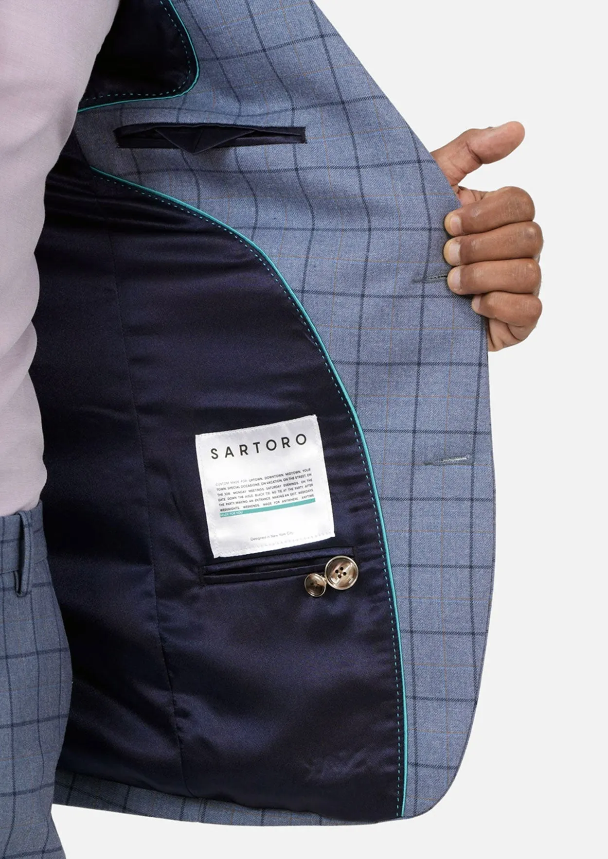 Astor Carolina Blue Windowpane Suit