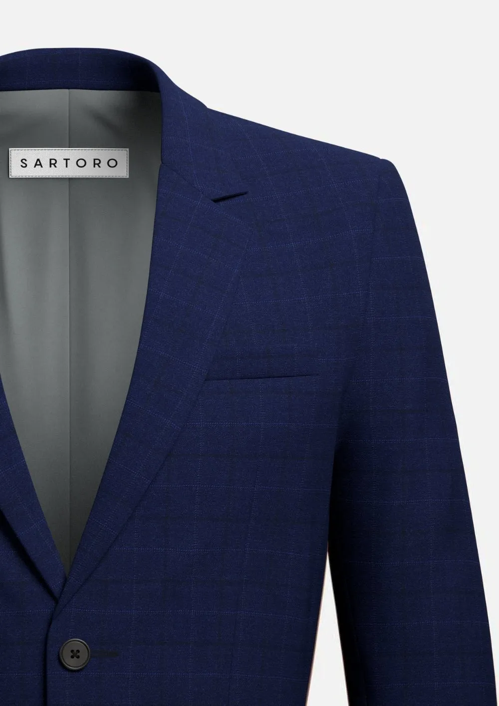 Astor Deep Blue Flannel Windowpane Jacket