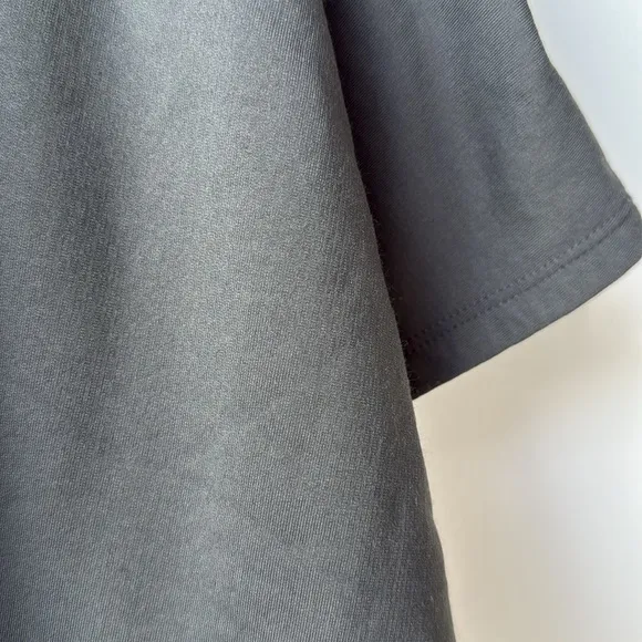 Athleta Pronto Pleated Dress Charcoal Gray Grey Short Sleeve Ruched Fitted XL