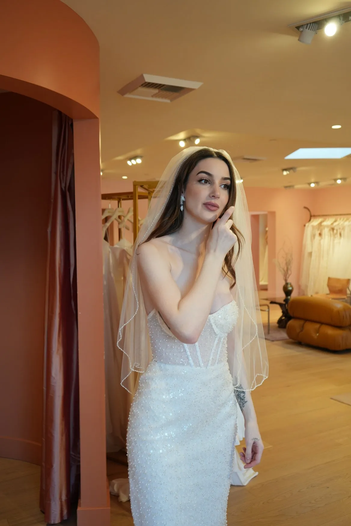 Aurora beaded column bridal gown