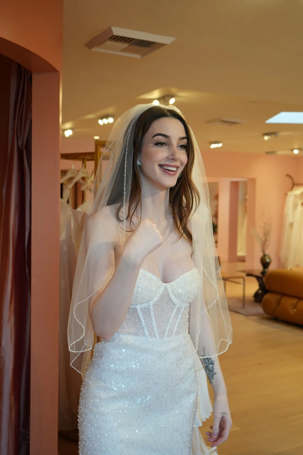 Aurora beaded column bridal gown