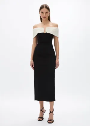 Aven Midi Dress (Black / Ivory)