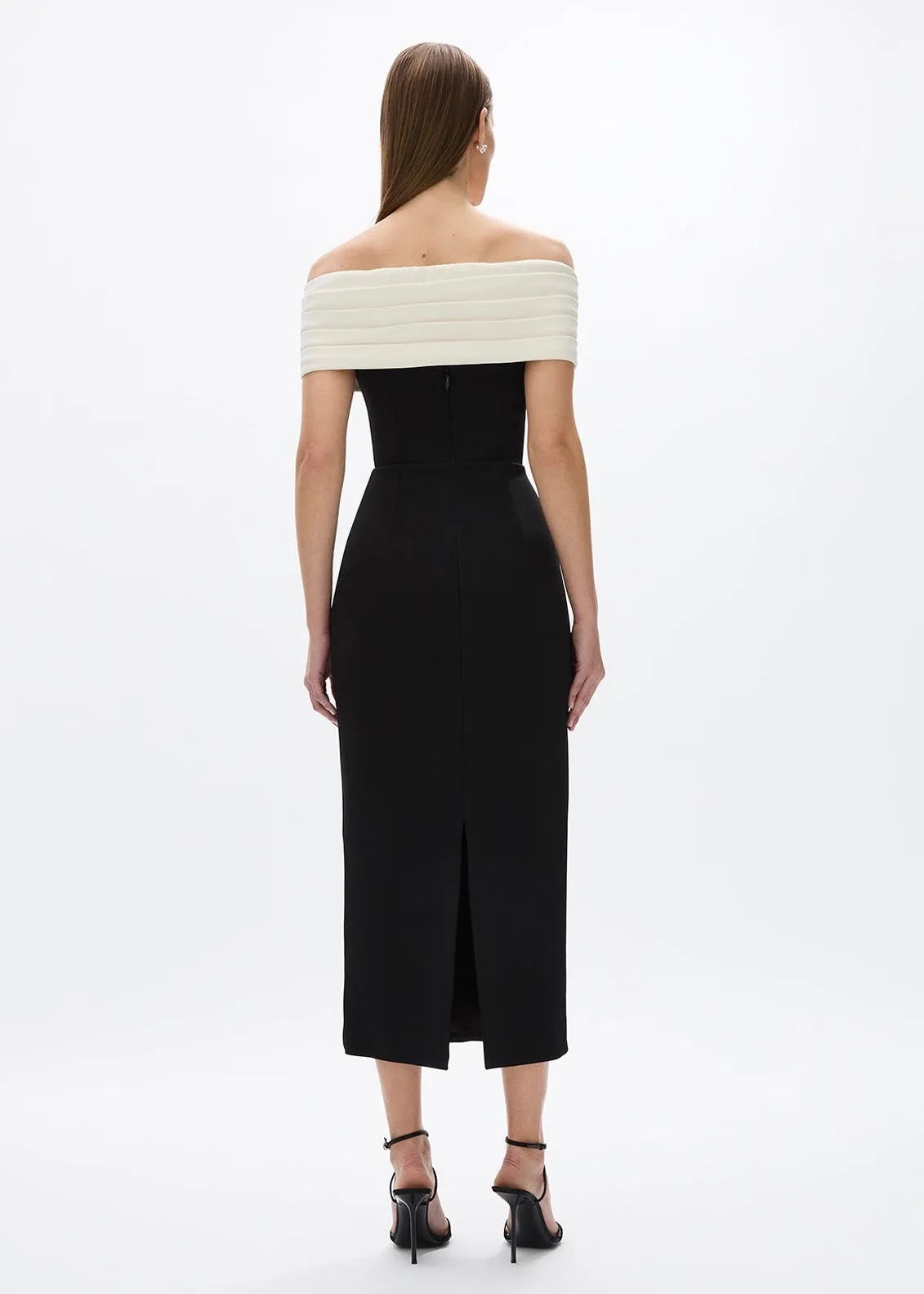 Aven Midi Dress (Black / Ivory)