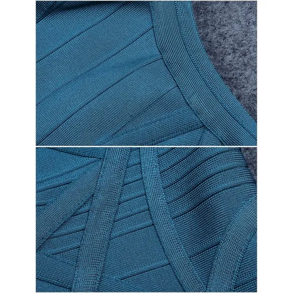 Bandage Strappy One Shoulder Bodycon Pencil Dress Blue