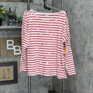Basic Editions Womens Long Sleeve Polka Dot Knit Blouse Shirt Top 2395-15