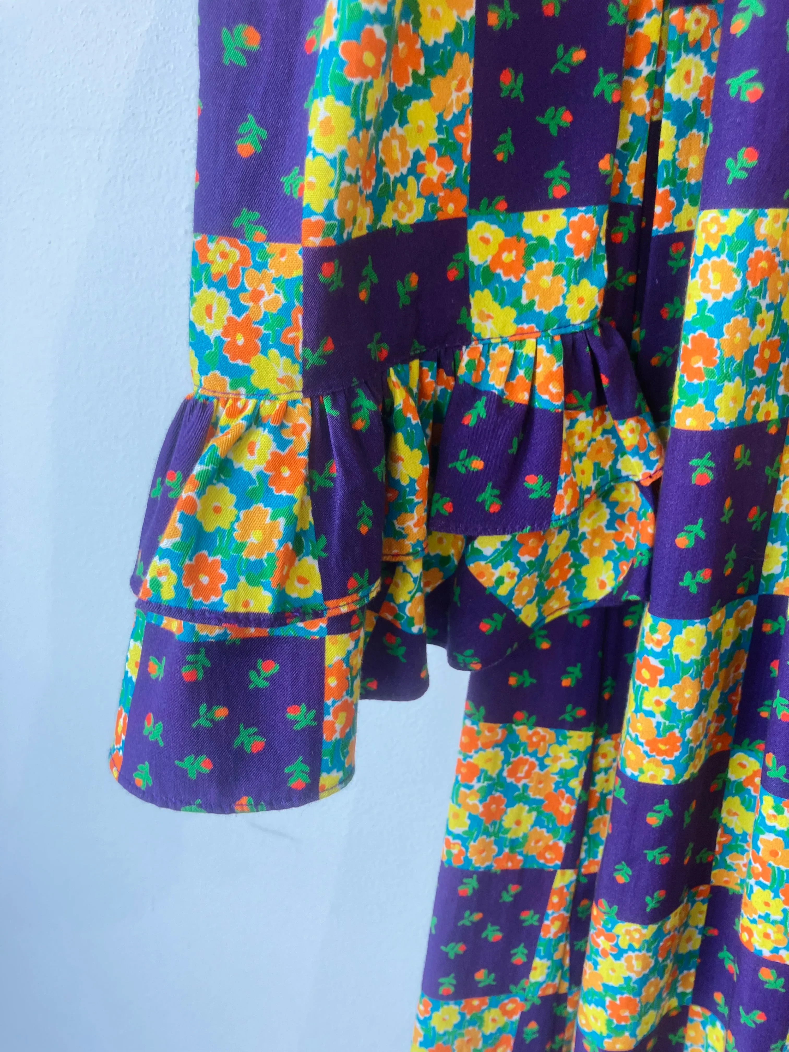 Batsheva Purple and Orange Floral Prairie Dress