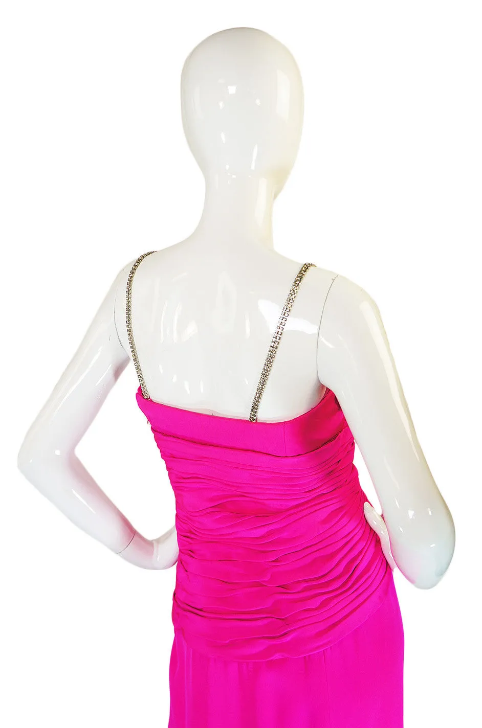 Beautiful 1970s Ted Lapidus Pink Silk Demi-Couture Dress