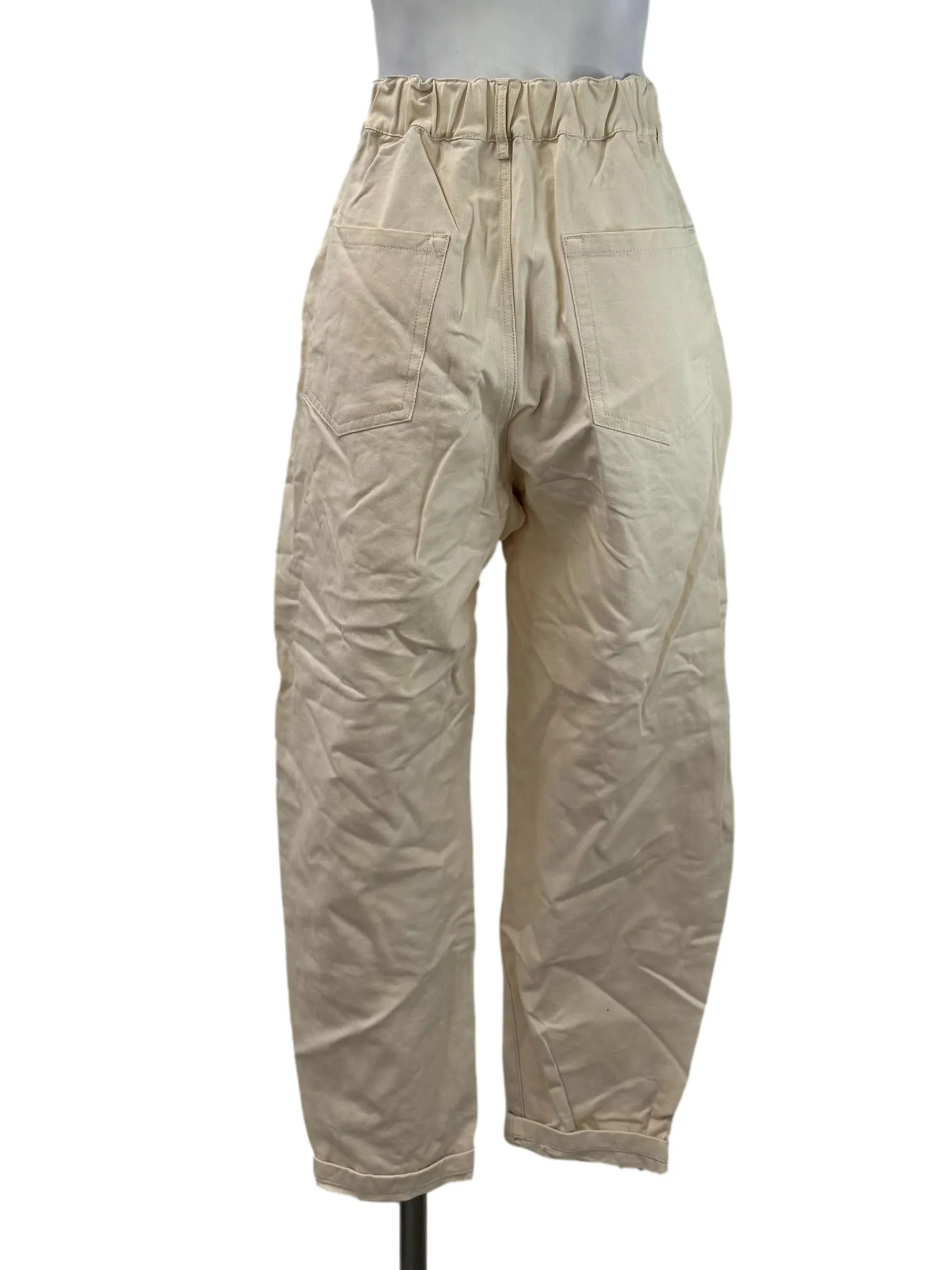 Beige Cropped Fit Pants