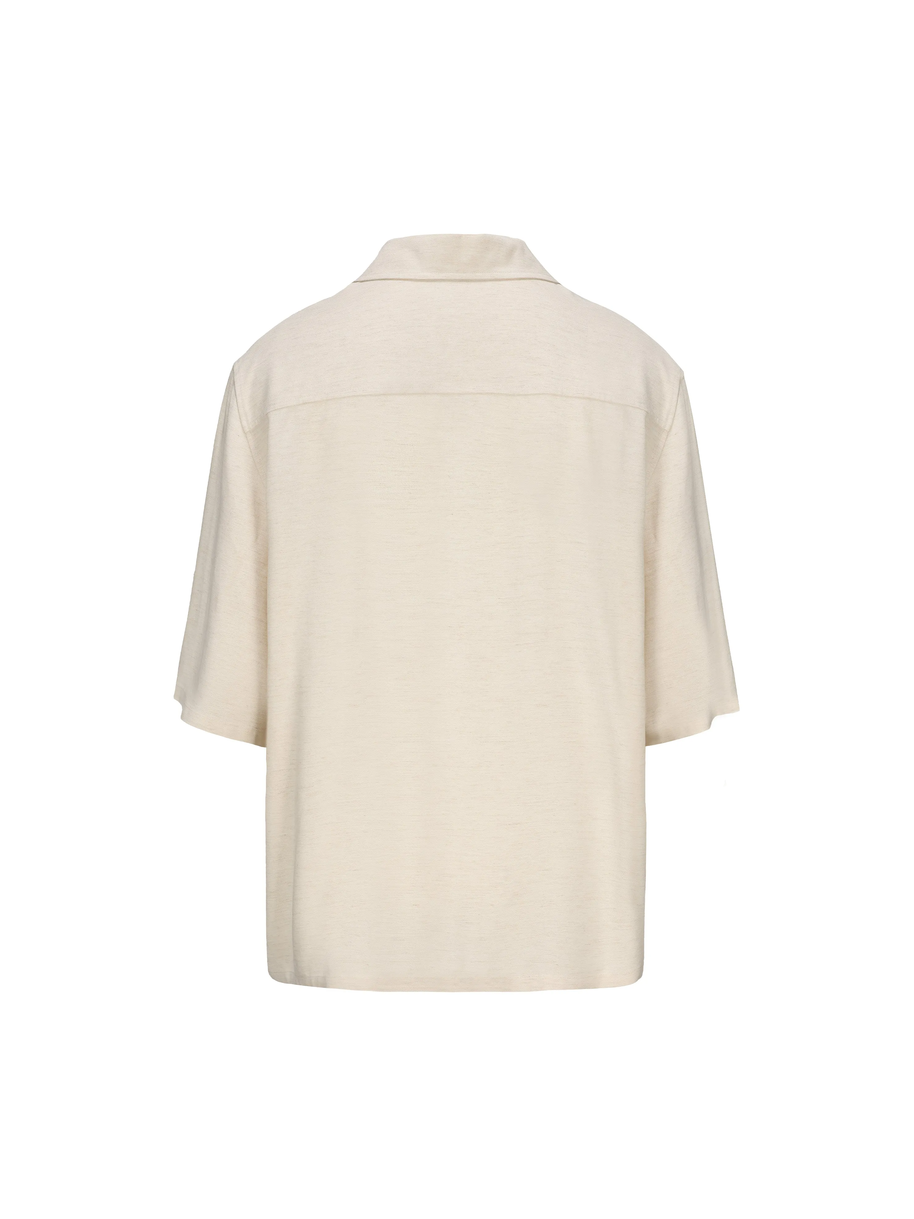 Beige Linen Short Sleeve Tang Suit