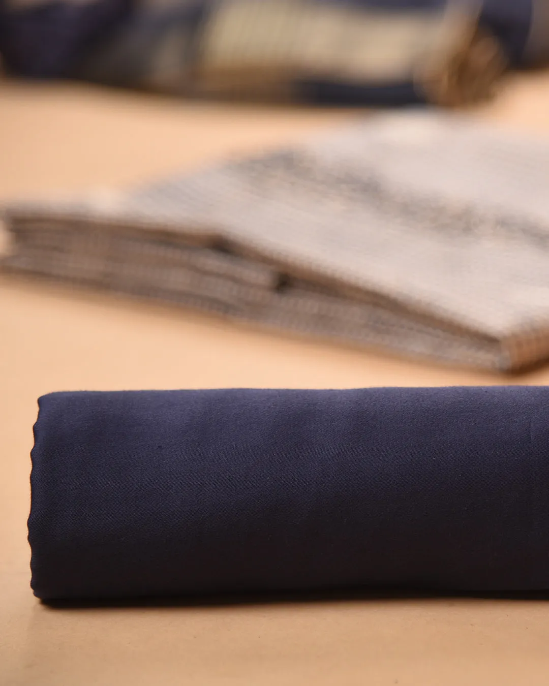 Beige With Blue Chanderi Silk Blend Woven With Embroidery Unstitched Suit Fabric Set With Silk Blend Dupatta