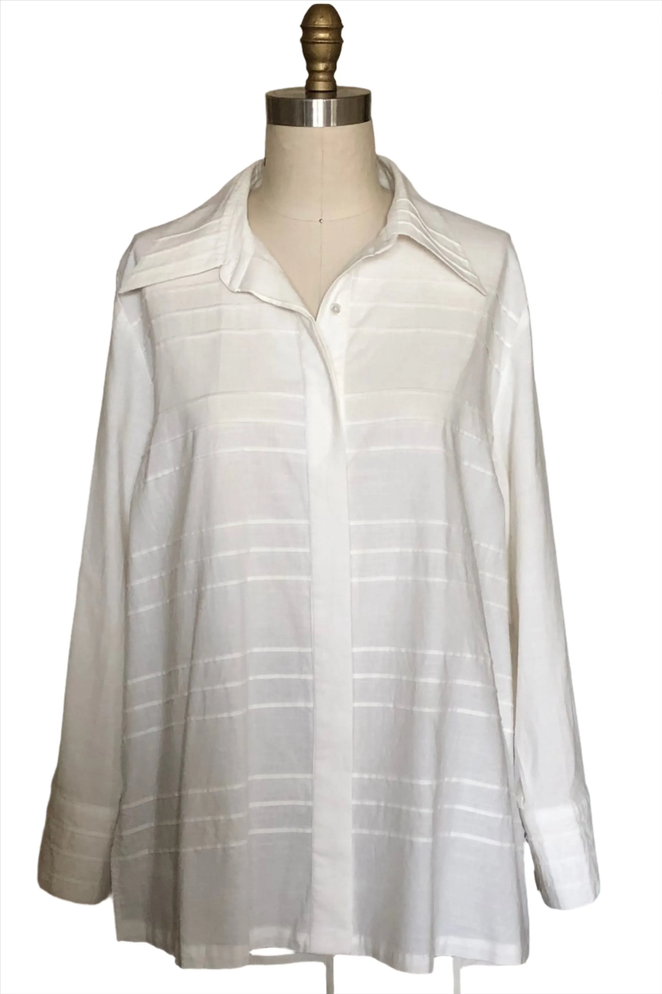 Big Shirt with Tucking Details and Classic Pant Suit (White) - Style # 2303PK