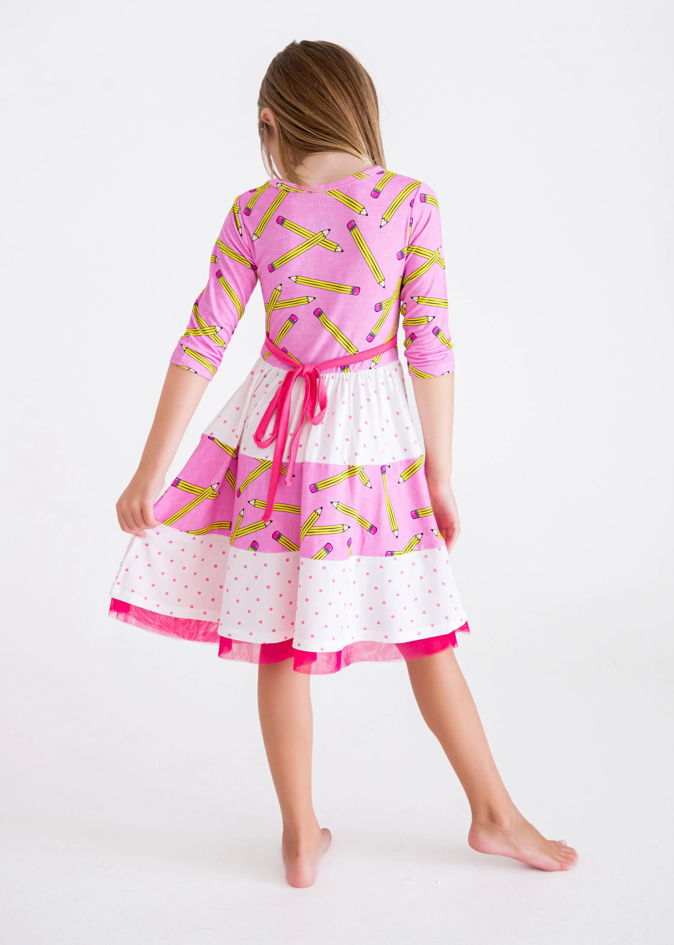 Birdie Bean Grace/Marie Pink Pencils Back to School Girls Birdie Dress