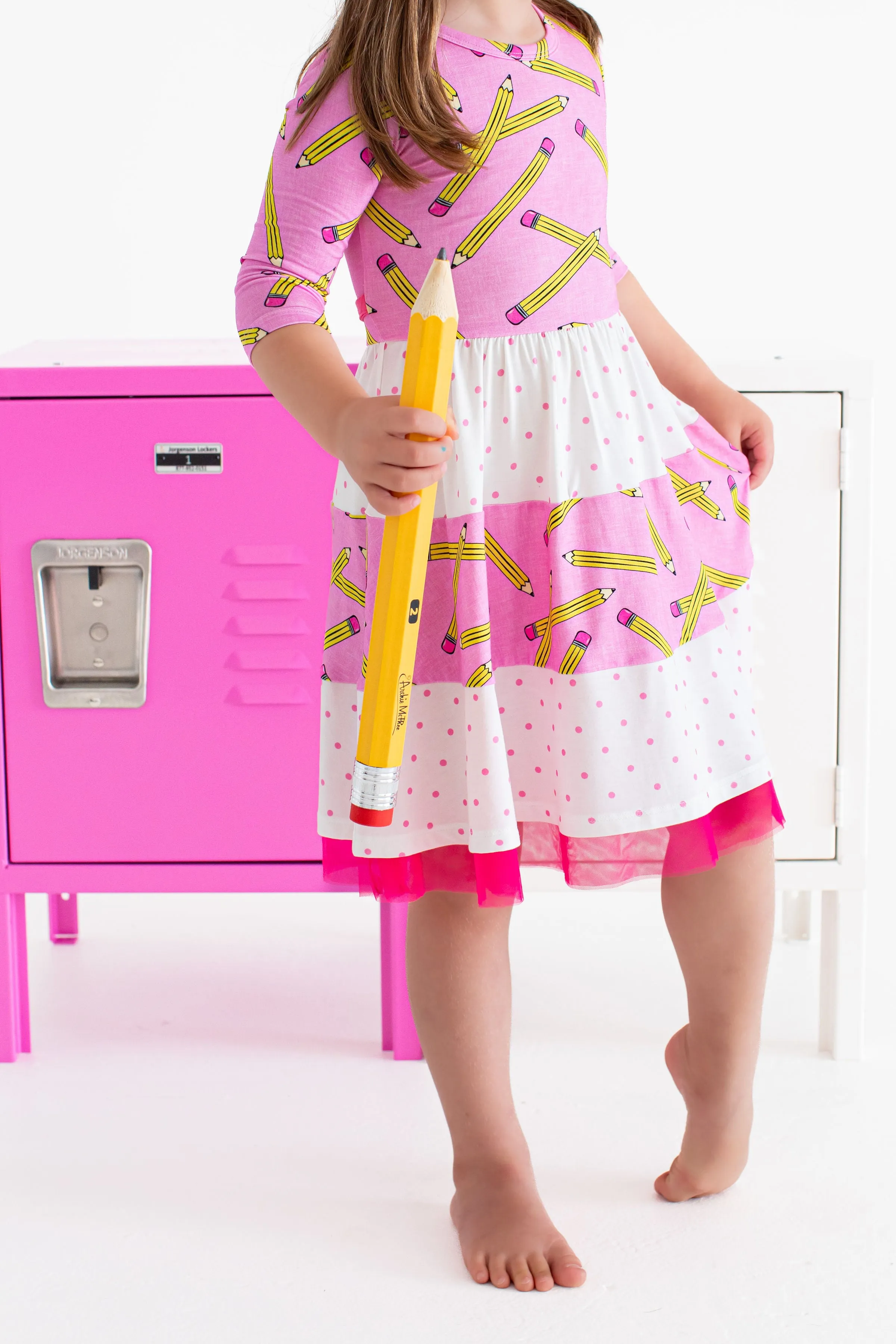 Birdie Bean Grace/Marie Pink Pencils Back to School Girls Birdie Dress